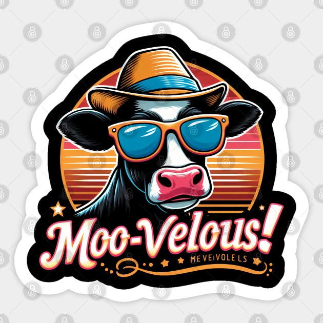 Moo-- Vellous! Funny Cow lover Sticker by T-shirt US